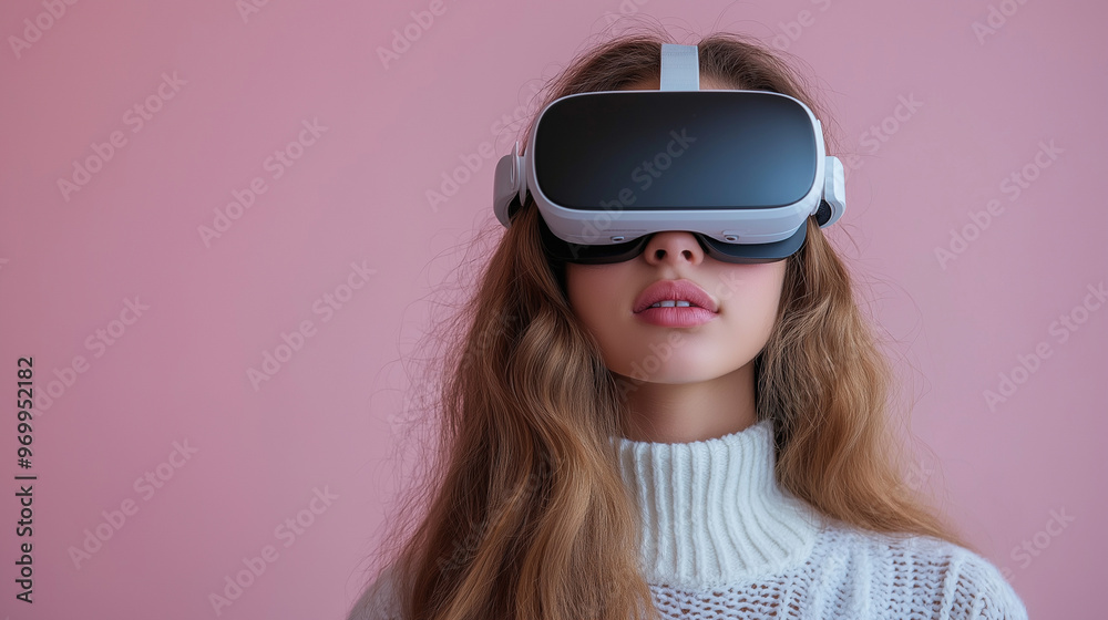 Young Woman in Virtual Reality Headset Young Woman in Virtual Reality Headset