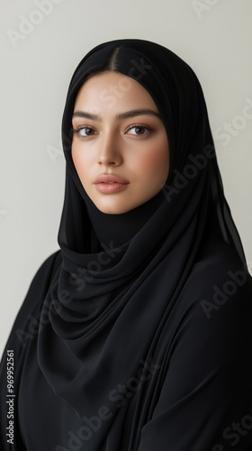 Elegant Woman in Black Hijab