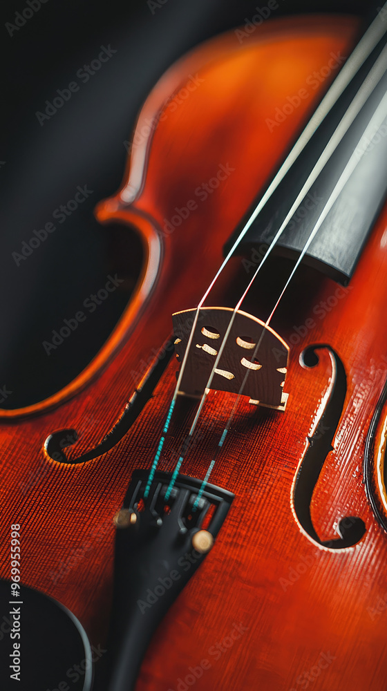 Fototapeta premium A close up of violin showcasing its intricate details and craftsmanship