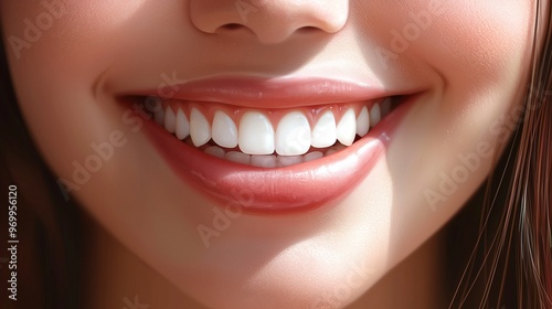 Girl smiling with perfect smile and white teeth.