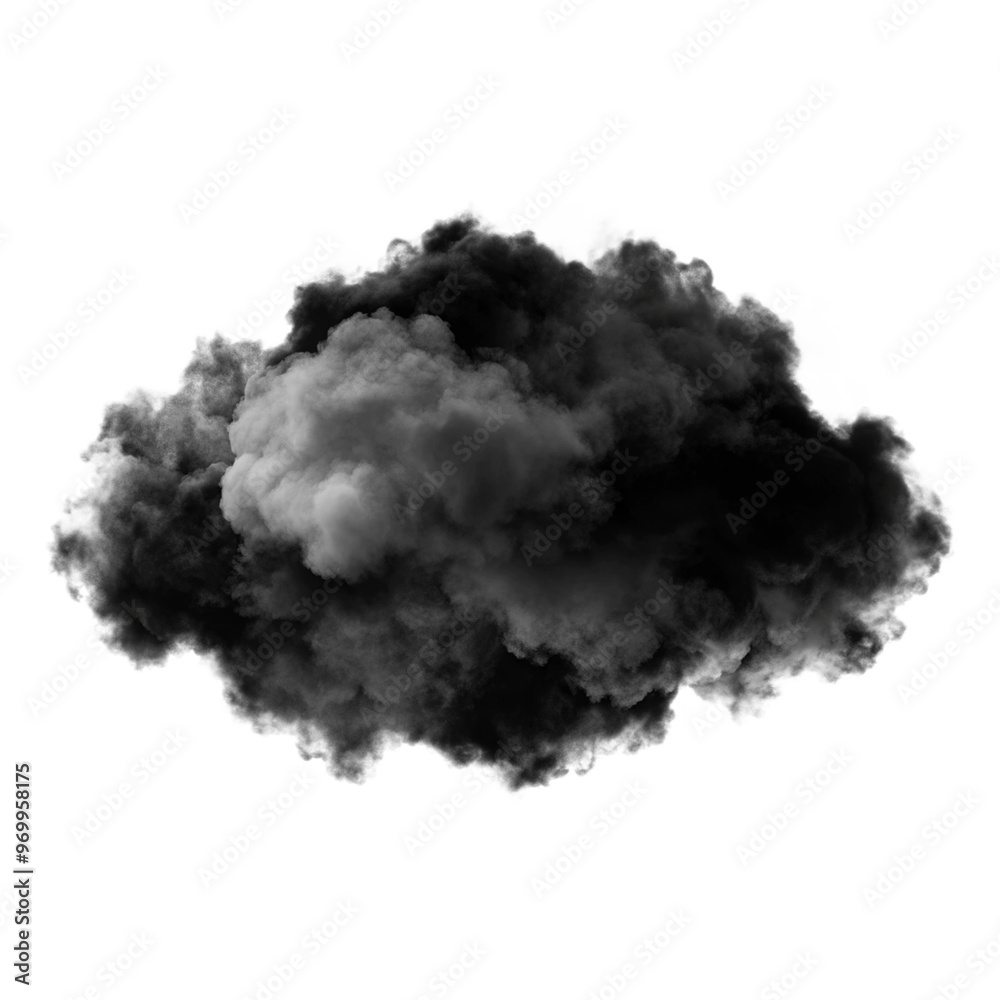 Isolated Black Cloud PNG with Transparent Background - High-Resolution.