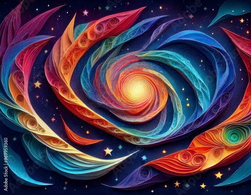 a spiral galaxy in deep space, ai art origami inspired photo