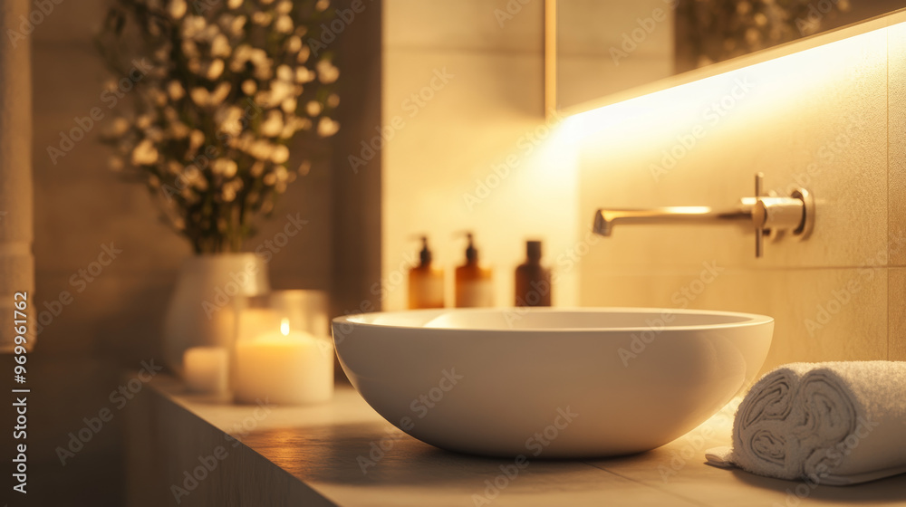 Show a serene and calming environment where the facial care set is used, such as a spa or a tranquil bathroom setting. Use soft lighting and calming colors to convey relaxation and rejuvenation. Show a serene and calming environment where the facial care set is used, such as a spa or a tranquil bathroom setting. Use soft lighting and calming colors to convey relaxation and rejuvenation.