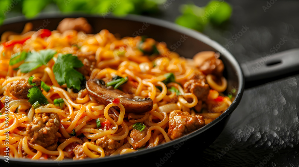 Top View Korean Food Black Frying Pan Dar Top View Korean Food Black Frying Pan Dar