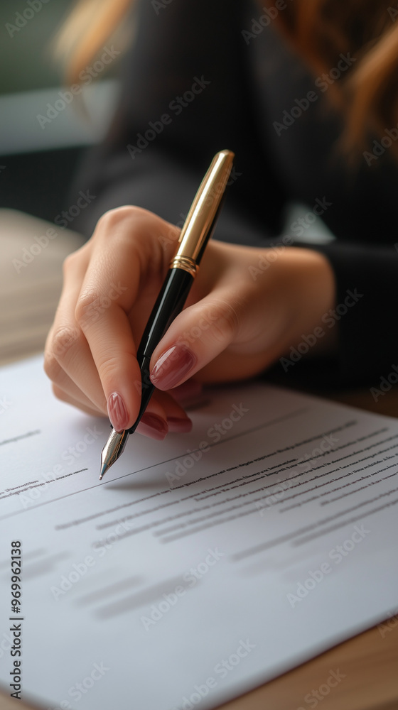 person signing a contract, closeup, created with generative AI technology person signing a contract, closeup, created with generative AI technology