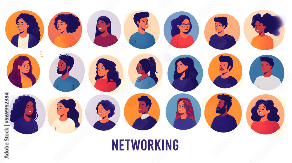 Iconos de personas con el texto networking escrito Iconos de personas con el texto networking escrito