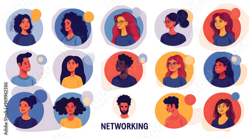 Iconos de personas con el texto networking escrito
