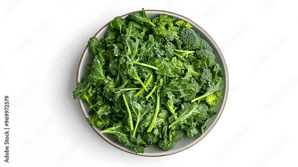 Fresh green kale and broccoli on plate - healthy vegan diet and nutrition Fresh green kale and broccoli on plate - healthy vegan diet and nutrition