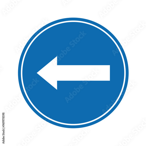 road sign icon, Left Mandatory road on blue round board. suitable for poster use and web icon	