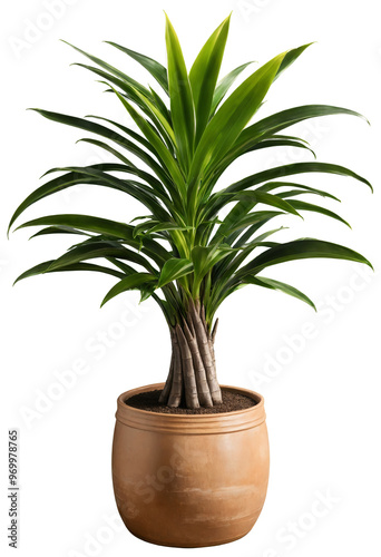 Tall Potted Plant with Leaves on a transparent background photo