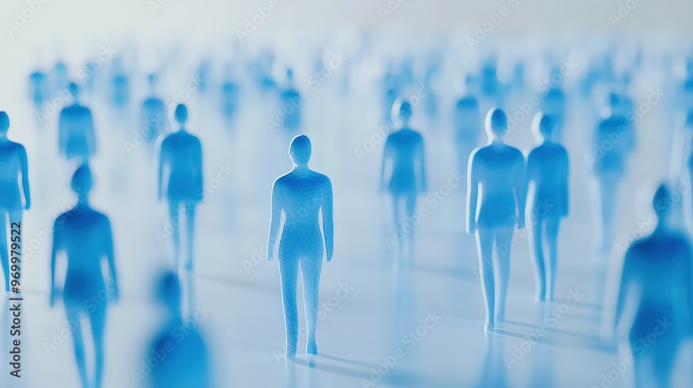 Abstract Blurred Crowd of Blue and White Figures Abstract Blurred Crowd of Blue and White Figures
