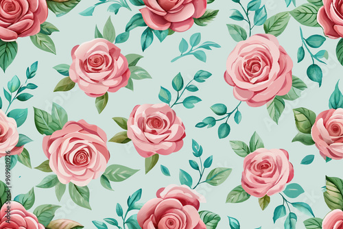 Wallpaper Mural seamless pattern with roses fabric, style, textile, Torontodigital.ca