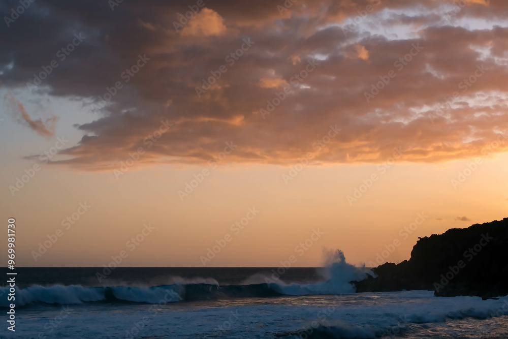 Amazing sunset on the Island of La Reunion, France Amazing sunset on the Island of La Reunion, France
