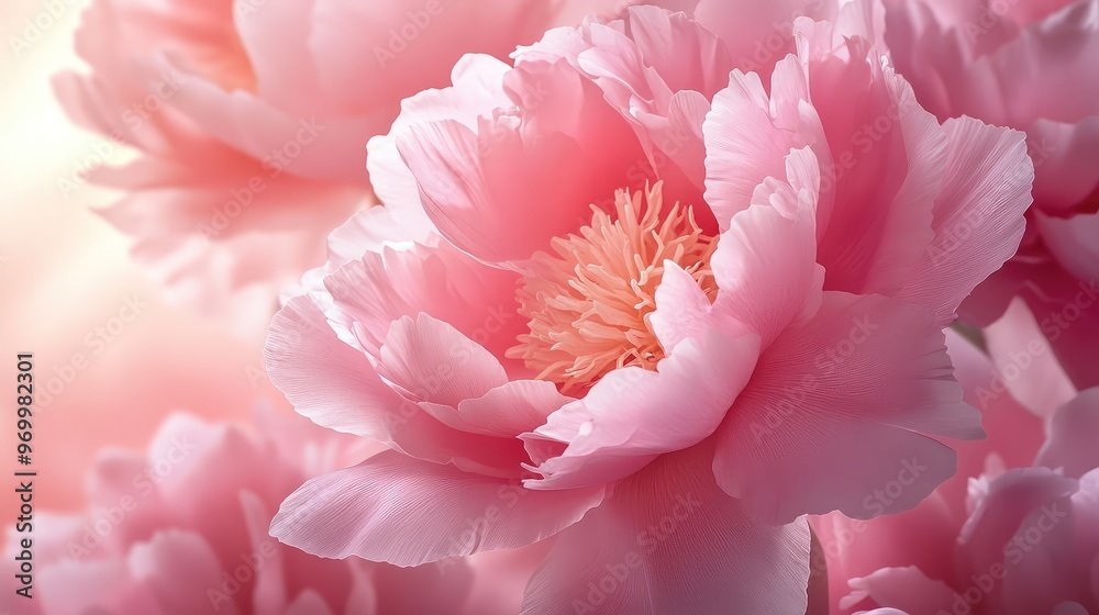 Close-Up of Delicate Pink Peonies, Capturing the Intricate Beauty and Softness of the Blossoms Close-Up of Delicate Pink Peonies, Capturing the Intricate Beauty and Softness of the Blossoms