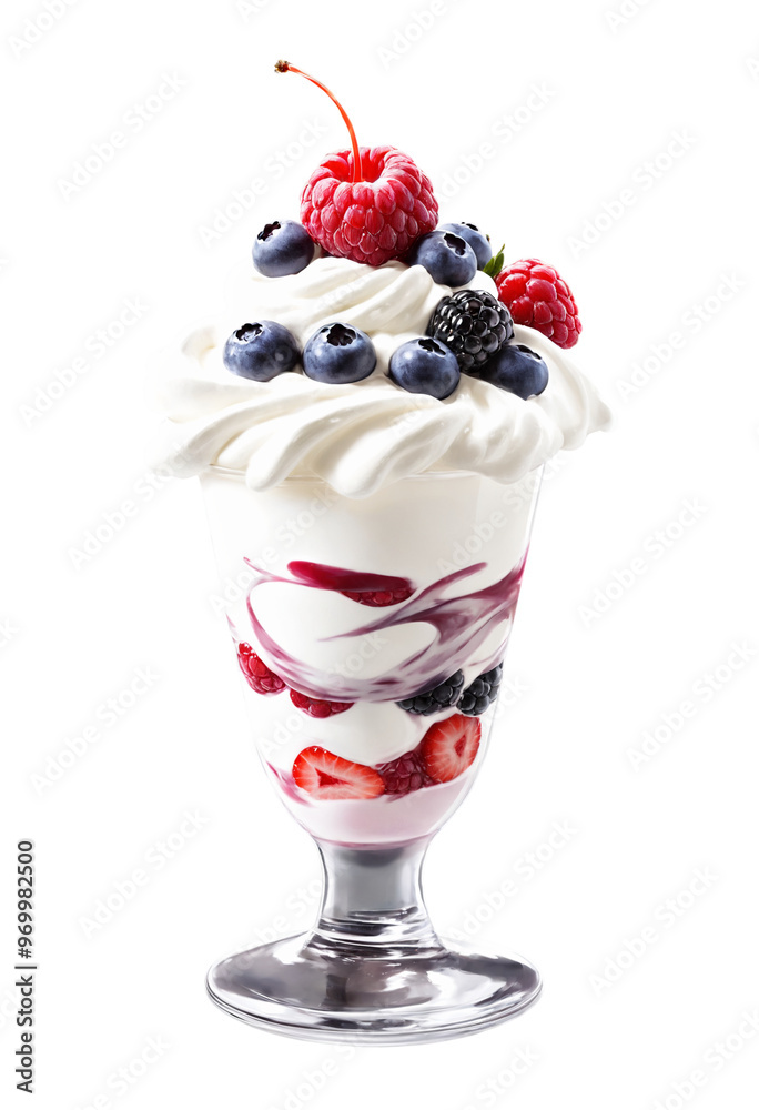Blueberry Parfait in Glass on a transparent background Blueberry Parfait in Glass on a transparent background