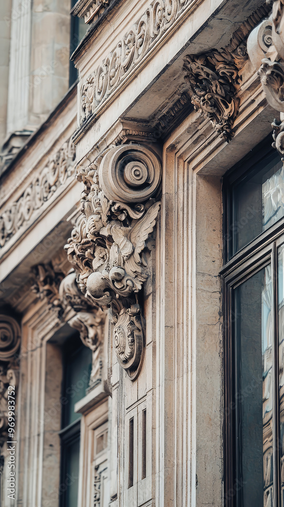 Obraz premium Intricate architectural details of historic building showcase craftsmanship