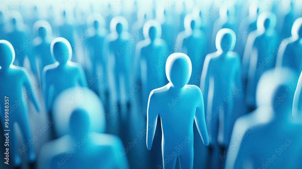 Blue Silhouettes of a Crowd of People Blue Silhouettes of a Crowd of People