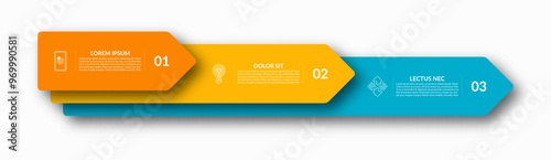Infographic template with 3 arrows. Can be used for workflow layout, diagram, chart, graph, presentation, web design.