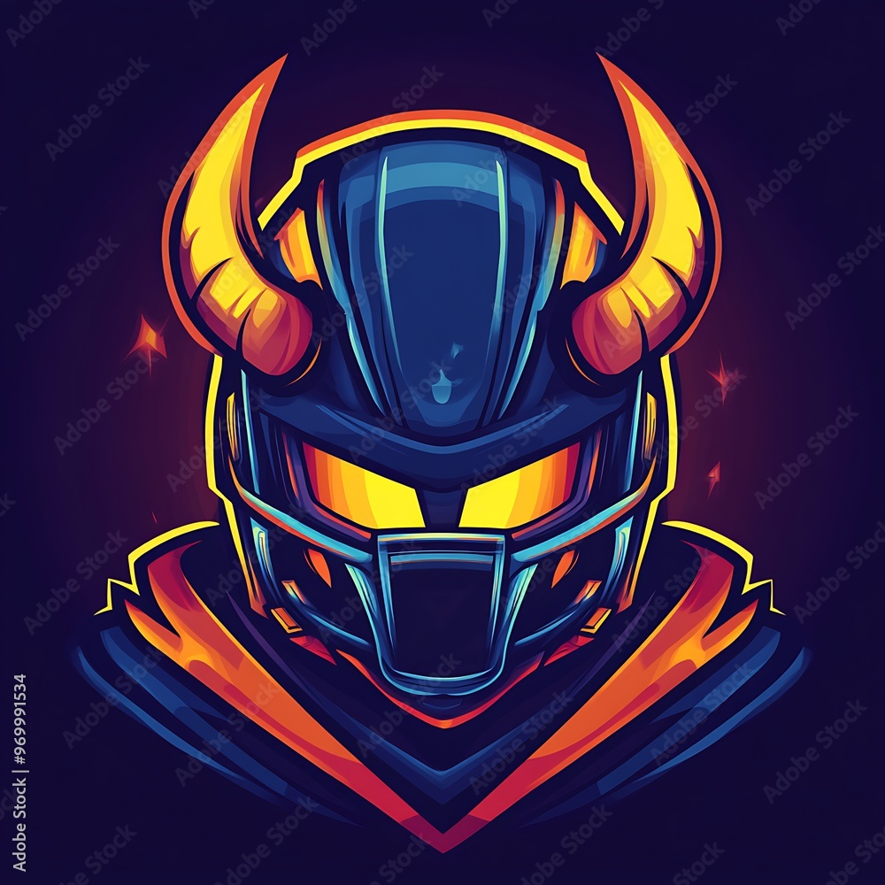 Dark knight warrior with horns and glowing eyes, gaming mascot logo Dark knight warrior with horns and glowing eyes, gaming mascot logo
