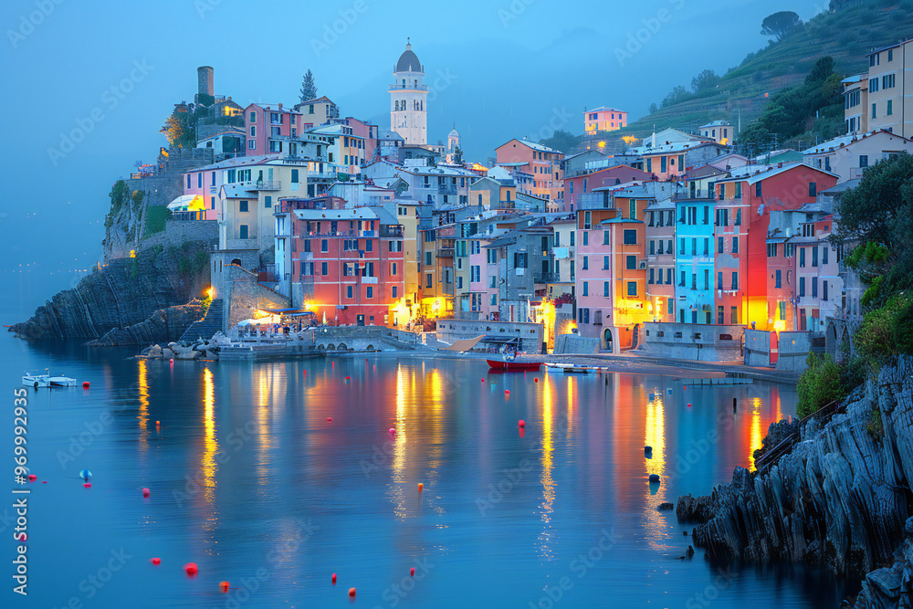 Fototapeta premium Porto Venero Harbor Landscape at Sunset