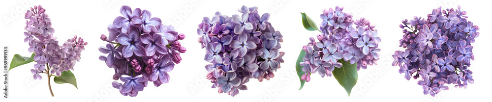 Premium soft purple lilac flower isolated on transparent background, set of Premium soft purple lilac flower isolated on transparent background, set of