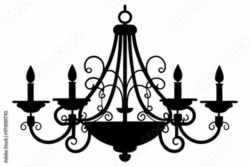 set of lamps. chandelier silhouette vector illustration