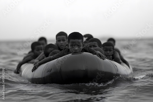 North African Refugees Fleeing into the Sea, Migration and Humanitarian Crisis