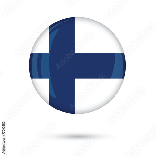 Wallpaper Mural Finland flag round circle glossy shiny 3D badge vector illustration isolated on white background for national day independence day 6 December and other educational purposes, flyers, posters, banners   Torontodigital.ca