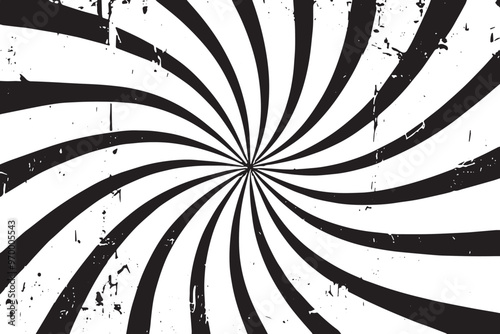 Retro swirl background with vibrant curved rays, sunburst design, and subtle grunge texture.
