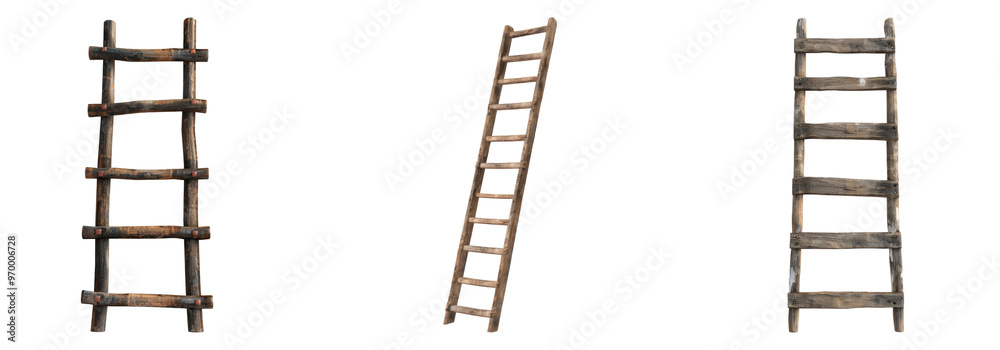 Wall Ladder isolated on transparent background, set of Wall Ladder isolated on transparent background, set of
