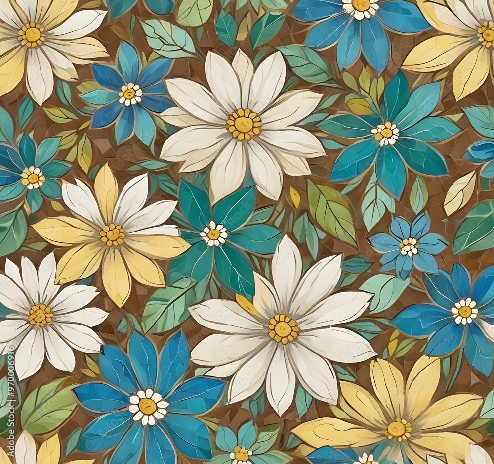 Obraz premium digital painting A colorful floral mosaic pattern