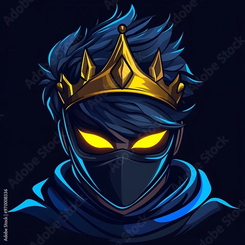 Cool Ninja Avatar with Gold Crown for Gaming Profile Picture photo