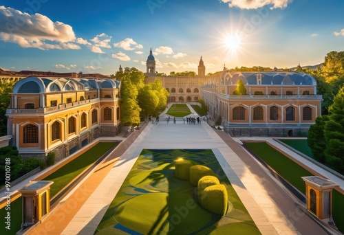 vibrant landscapes showcasing diverse global universities iconic lush unique environments, architecture, campus, building, design, greenery, nature photo