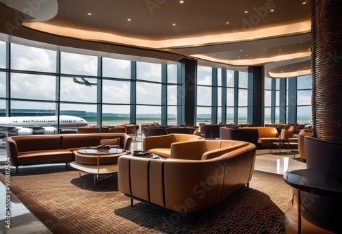 luxurious airport lounge featuring elegant comfortable serene atmosphere travelers seeking relaxation, amenities, seating, arrangements, space, design