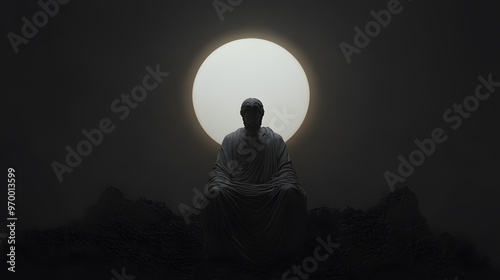 Stoic Statue Sculpture with Inspirational Background, Timeless Art and Motivational Concept