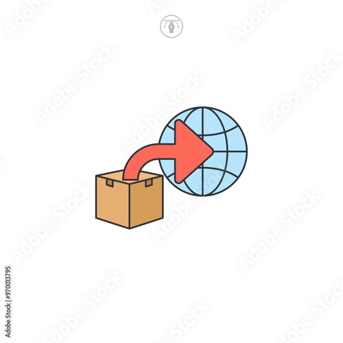 Global Shipping, Global distribution. Market expansion. Worldwide commerce icon symbol vector illustration isolated on white background