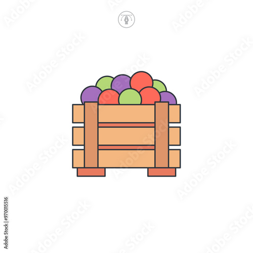 Harvest Wooden Box, Crate icon symbol vector illustration isolated on white background