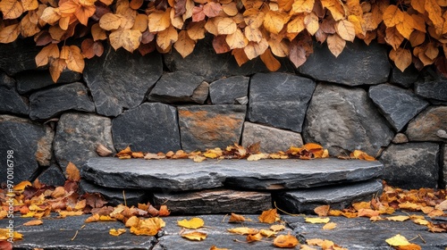 seasonal stone podiums, stone podium with autumn theme offers prime branding opportunity for fall events or promotions, creating a stunning backdrop with space for your message