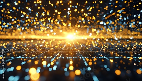 Elegant high-tech business concept in a golden void with bokeh effects, showcasing beauty and isolation photo