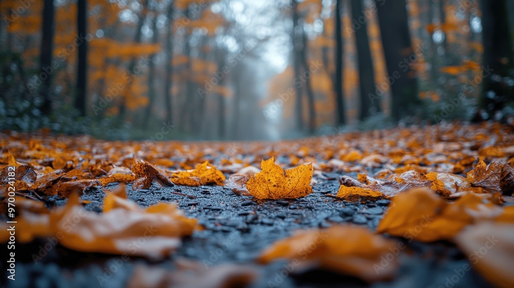 Close-up of Fallen Autumn Leaves on a Forest Path Close-up of Fallen Autumn Leaves on a Forest Path