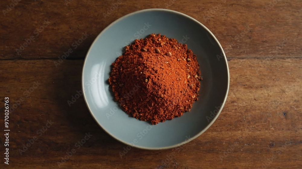 A Cayenne Pepper in the plate, Indian spices top view images. A Cayenne Pepper in the plate, Indian spices top view images.