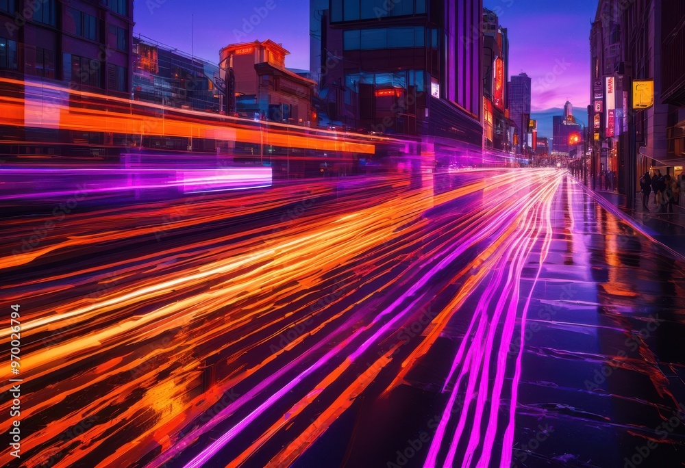 Obraz premium vibrant motion vehicles captured dynamic traffic imagery displaying energy movement urban environments, action, asphalt, background, blur, bustling, cars, city