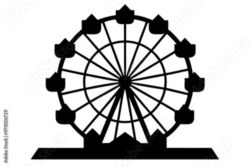 ferris wheel fair entretaiment round attraction fun vector isolated illustration