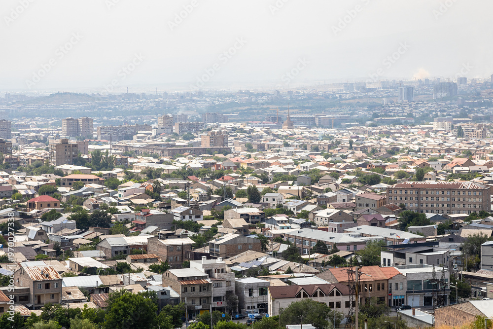 Fototapeta premium aerial view residential disticts in Yerevan city