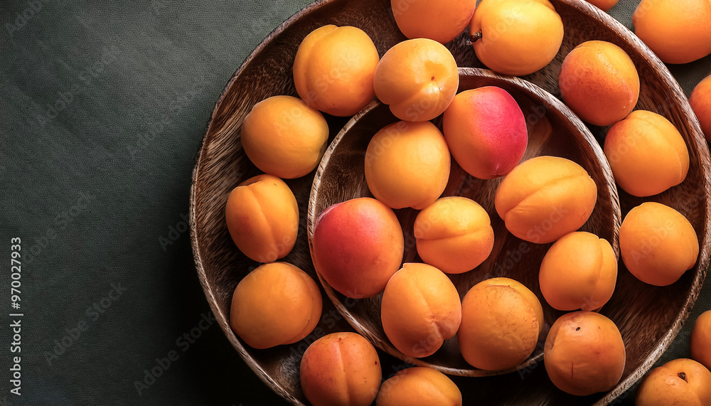 Overhead view of Fresh Ripe organic apricots healthy food background. Overhead view of Fresh Ripe organic apricots healthy food background.