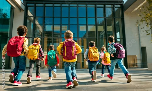 School Children Running photo