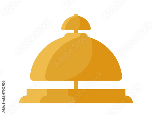 Hotel element concept. Golden ring for reception. Holiday and vacation, tourism. Sticker for social networks and messengers. Flat vector illustration isolated on white background