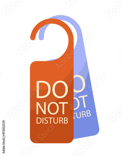 Hotel element concept. Do not disturb sticker. Holiday and vacation, tourism, trip. Tags for hostel and motel. Room service. Flat vector illustration isolated on white background