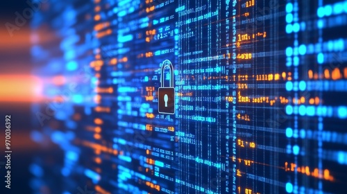 Wallpaper Mural Digital Security Lock and Binary Code Cybersecurity, Data Protection, and Privacy Concept. Torontodigital.ca