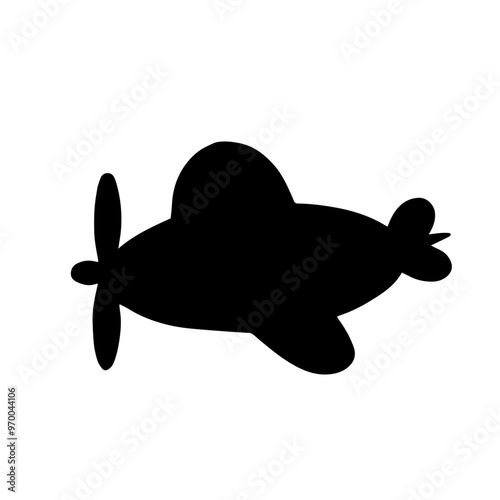 Silhouette, stamp, doodle airship. Vector graphics.